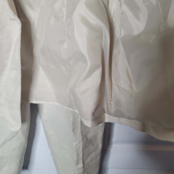 Premiere Designer 2 Pc. vintage Pant Jacket Suit Vintage LINEN Size 10 Cream - Picture 10 of 13